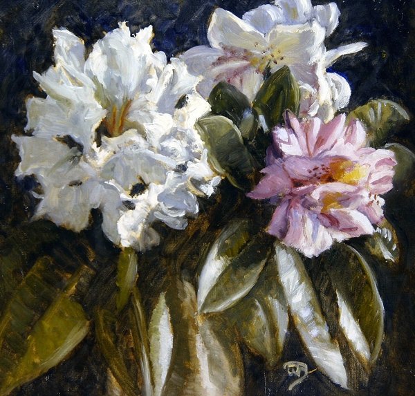 杜鹃花（纸上油彩） 作者 英语学校