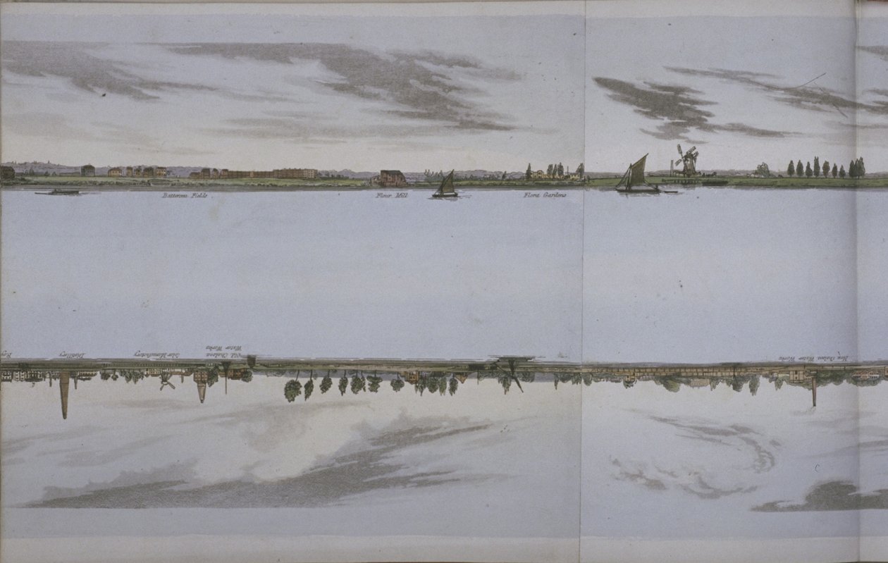 泰晤士河全景图，约1829年（水印）。 作者 英语学校