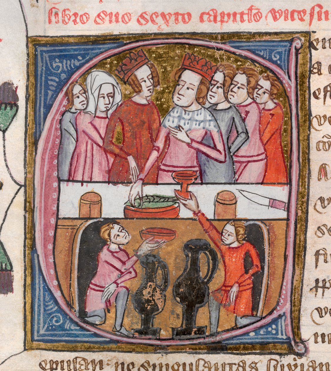 皇家 6 E.VI，f.259v，国王和王后的盛宴，选自 "Omne Bonum"。 作者 英语学校
