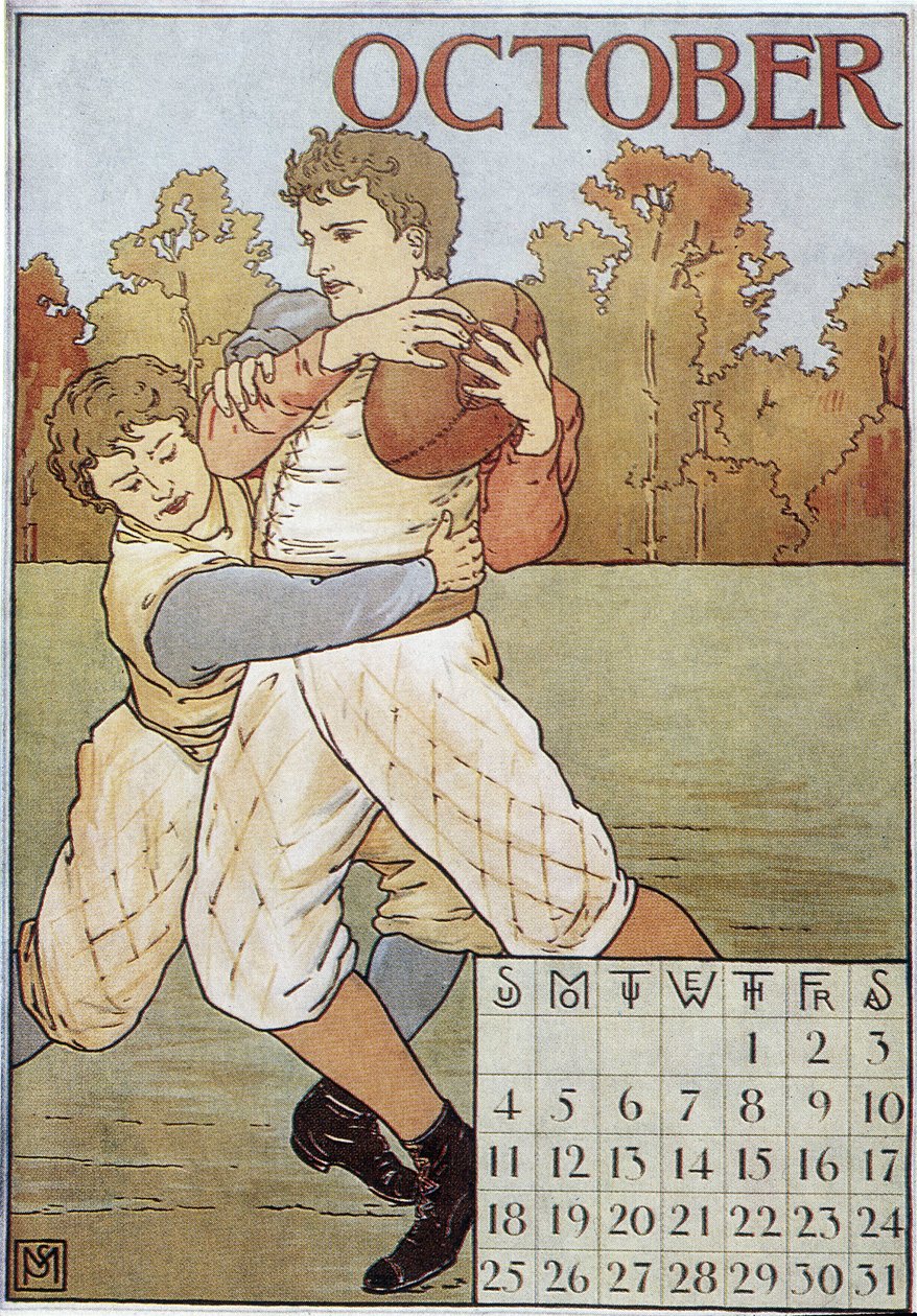 橄榄球运动员 - 英国日历，1895 年 作者 英语学校