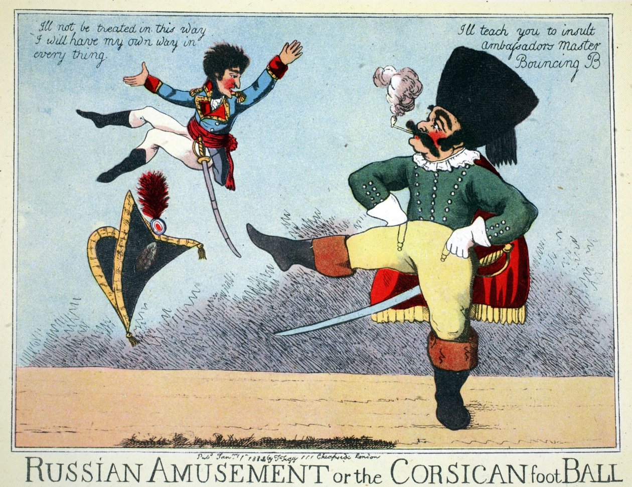 俄罗斯娱乐或科西嘉足球，酒吧。作者：Thomas Tegg，Cheapside，伦敦，1814年1月（手工彩色雕刻） 作者 英语学校