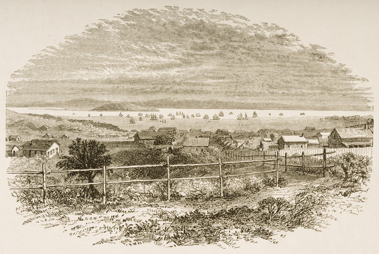 1849年的旧金山，来自&39;美国图片&39;，1876年出版的The Religious Tract Society（版画） 作者 英语学校