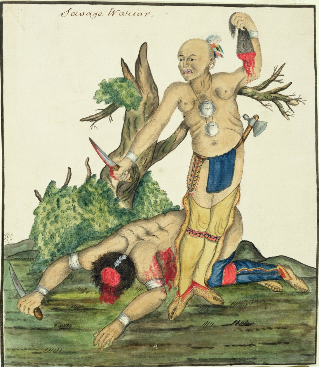 野人战士，c.1800（笔和纸上的wc） 作者 英语学校