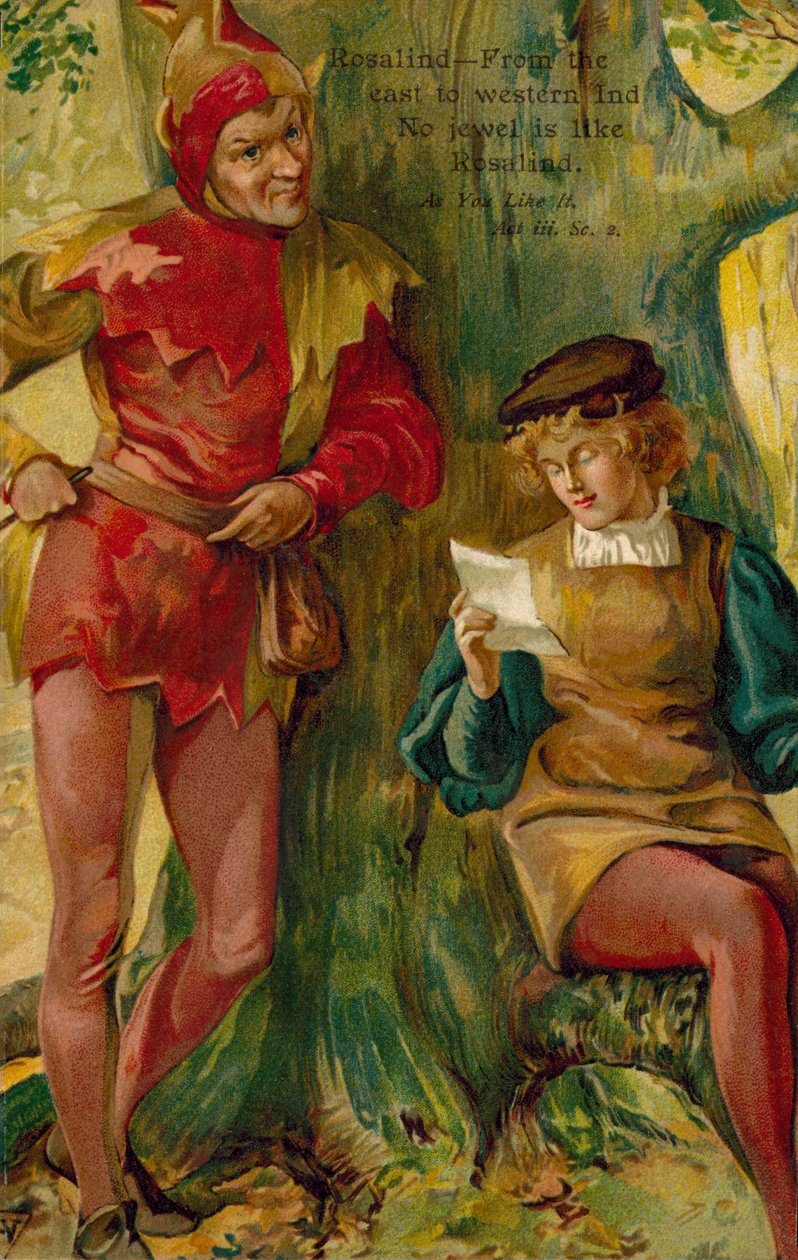 威廉-莎士比亚《如你所愿》中的场景（彩色石版画） 作者 英语学校