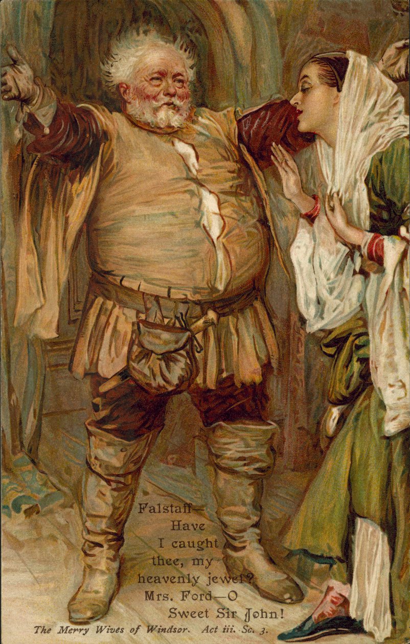 威廉-莎士比亚《妻妾成群》中的场景（彩色石版画） 作者 英语学校