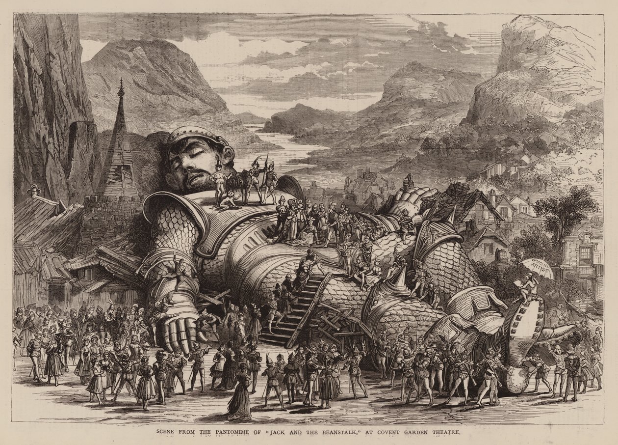 科文特花园剧院 "杰克与魔豆 "哑剧场景（版画） 作者 英语学校
