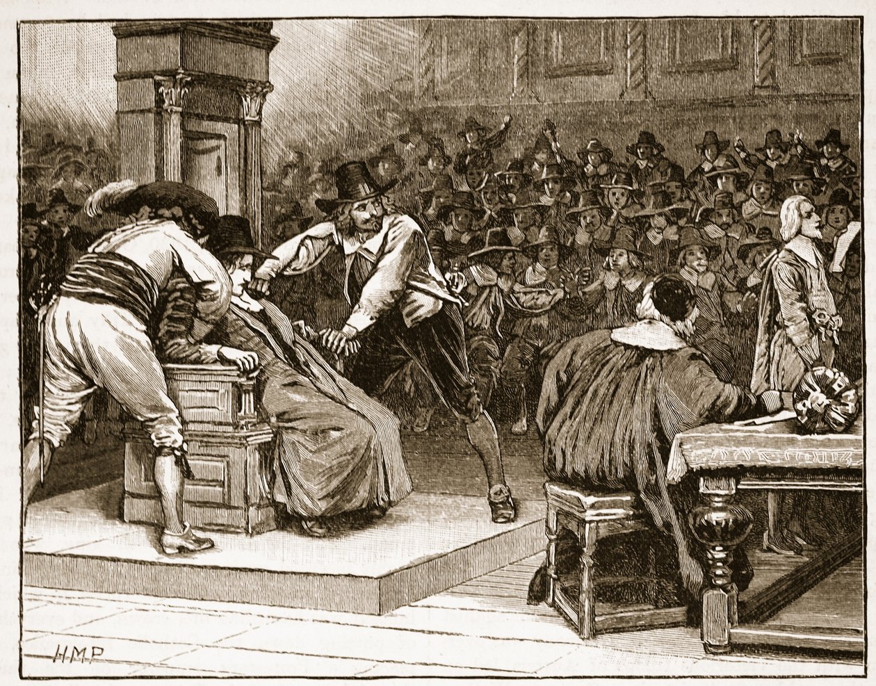 下议院场景：议长强迫，卡塞尔斯画报英国历史（插图） 作者 英语学校