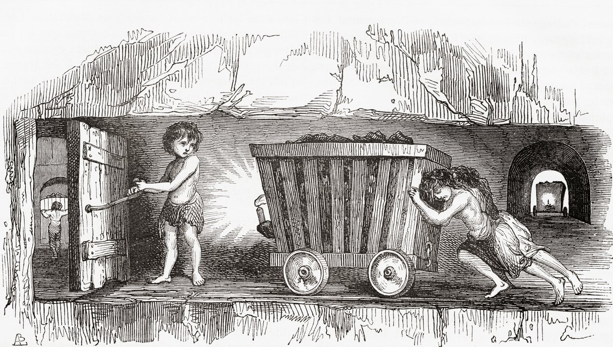 Scene inside an English coal mine, early 19th century (engraving) 作者 英语学校