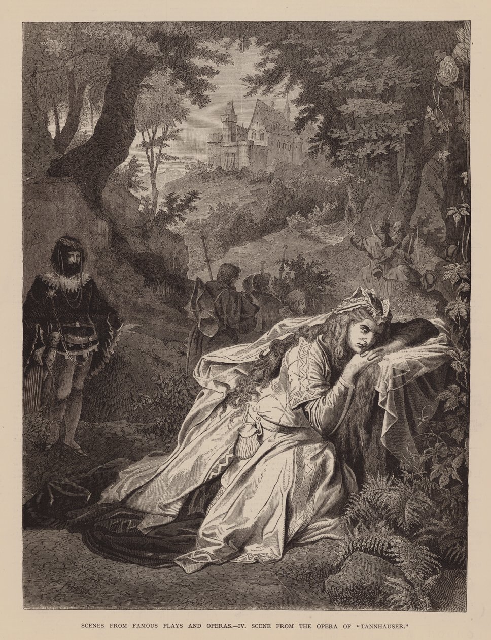 著名戏剧和歌剧场景，IV，歌剧《唐豪瑟》场景（版画） 作者 英语学校