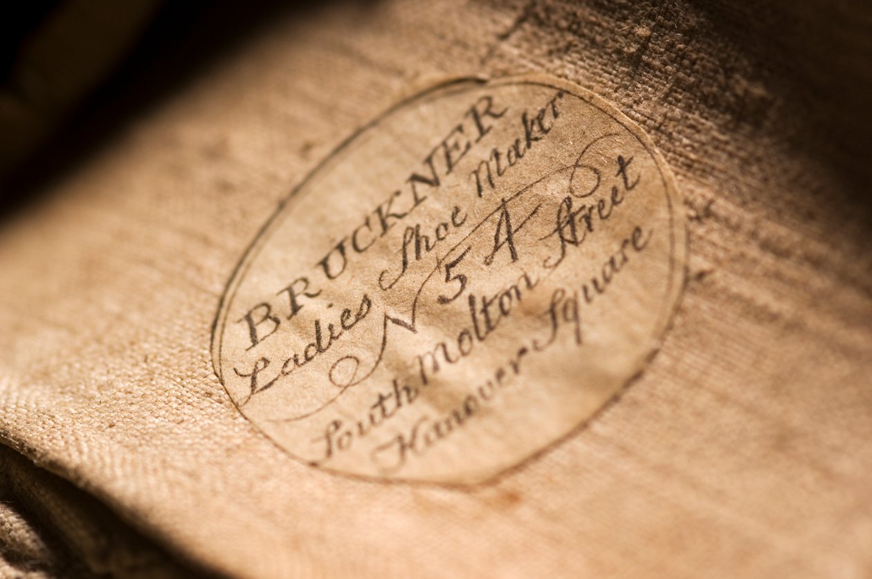鞋子标签，1790年代（纺织品） 作者 英语学校