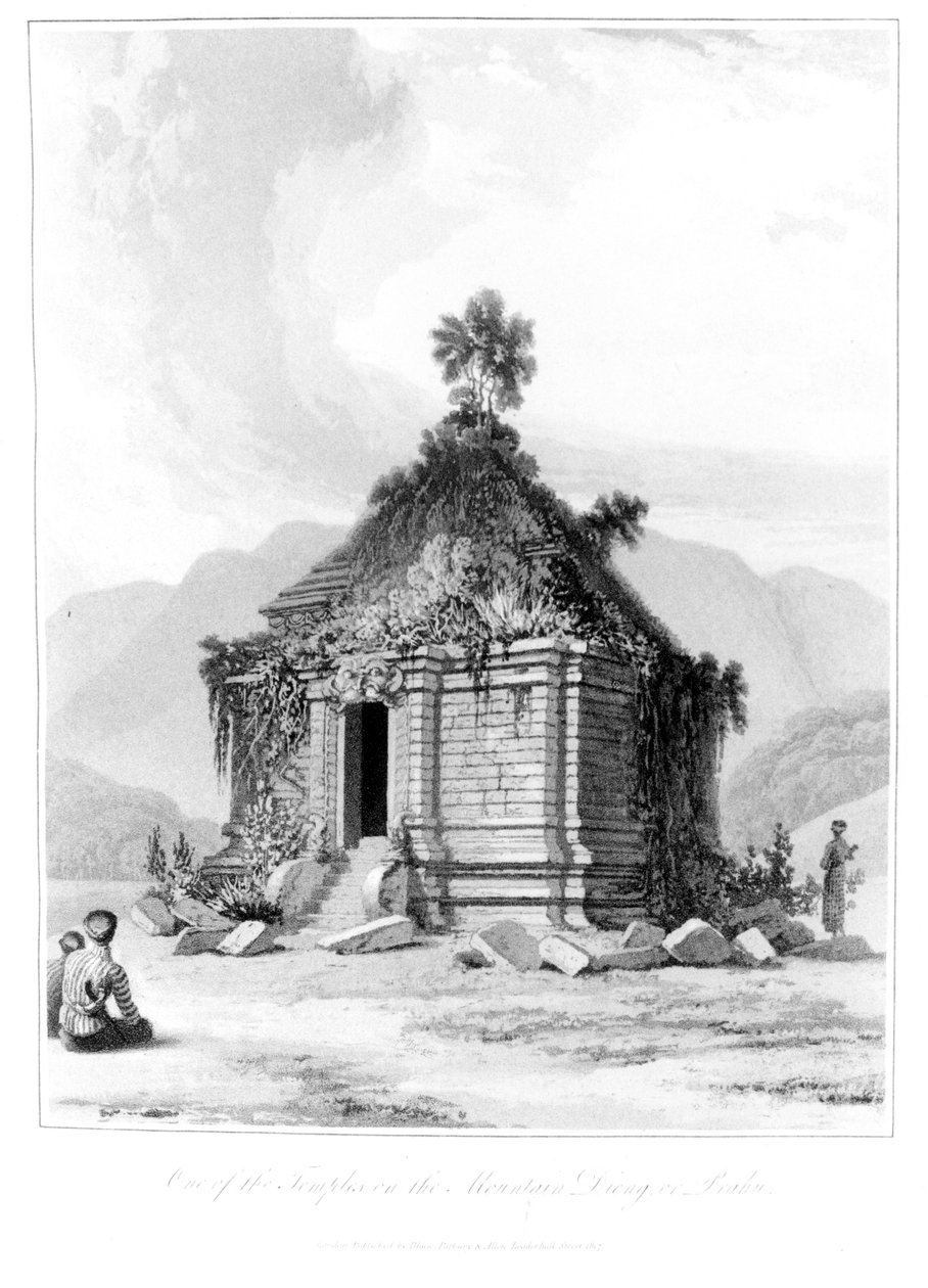 在爪哇中部的Mount Dieng或Prahu的Shrine，来自Java的历史，第2卷，1817年出版 作者 英语学校