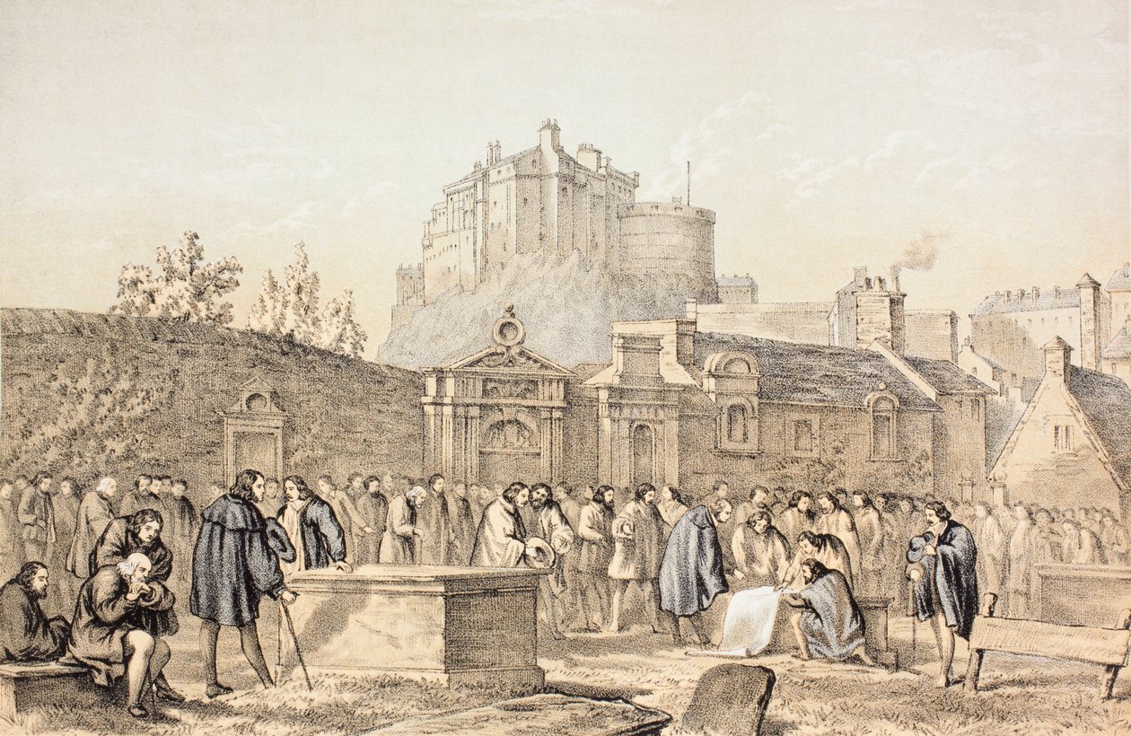 1638年在爱丁堡Greyfriars墓地签署契约，1771年由约翰豪伊（1743-93）出版的“苏格兰人如何根据Howie的第二版，1781年出版” 作者 英语学校
