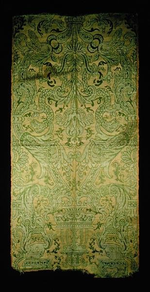 丝绸和亚麻布家具，17世纪末（brocatelle编织）。 作者 英语学校