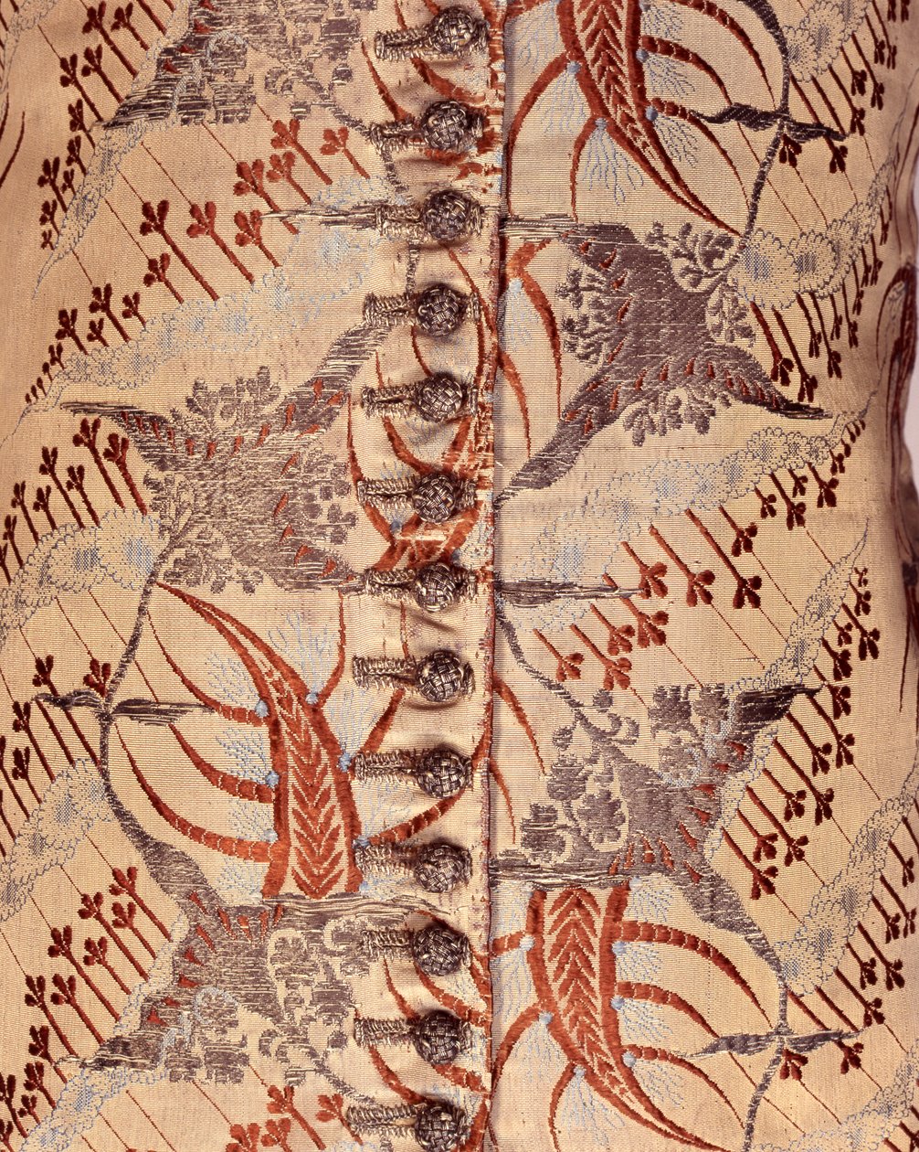 有袖马甲，约 1705-15 年（丝绸和锦缎） 作者 英语学校