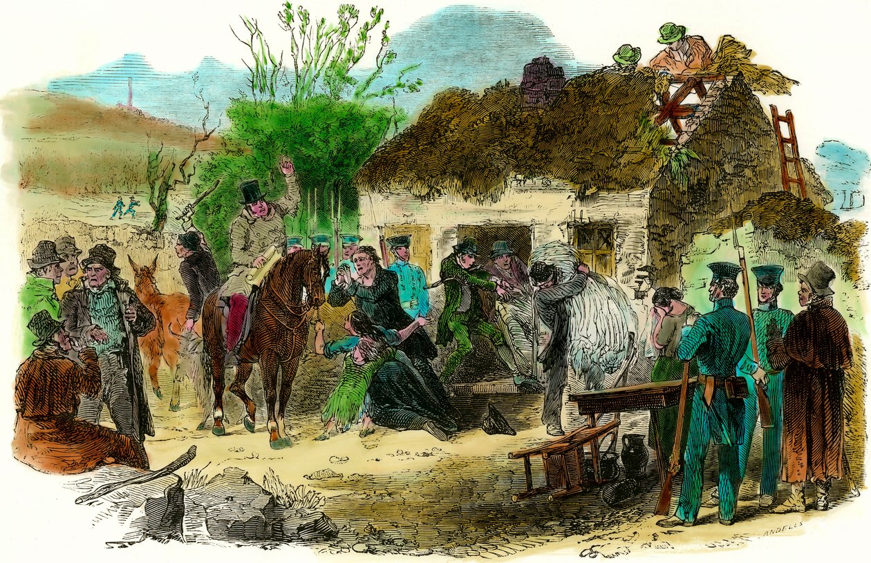 1848年爱尔兰驱逐农民的社会状况（1848年12月16日《伦敦新闻》插图）。 作者 英语学校