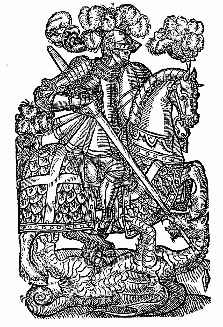 圣乔治（卒于约 303 年），红十字骑士，杀死巨龙 作者 英语学校
