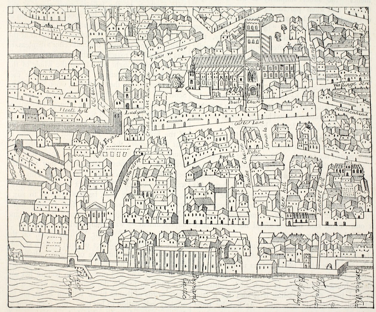 St Pauls and Neighbourhood，来自Aggas Plan，1563 作者 英语学校