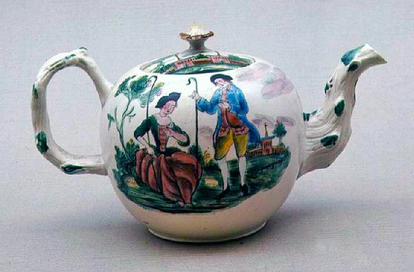 斯塔福德郡盐釉茶壶装饰en famille rose，c.1770（陶瓷） 作者 英语学校