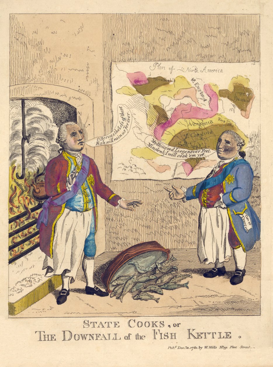 State Cooks，或 The Downfall of the Fish Kettle，酒吧。 1781（手工彩色雕刻） 作者 英语学校