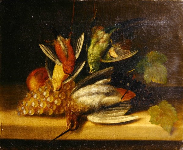 鸟类静物，约1840年（布面油画） 作者 英语学校