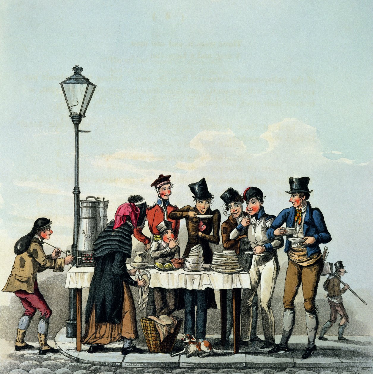 街头早餐由G.Hunt，1825年刻 作者 英语学校