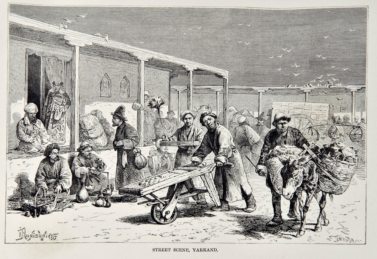 街景，Yarkand，来自世界地理的插图，地球及其居民Elisee Reclus，于1878年出版 作者 英语学校