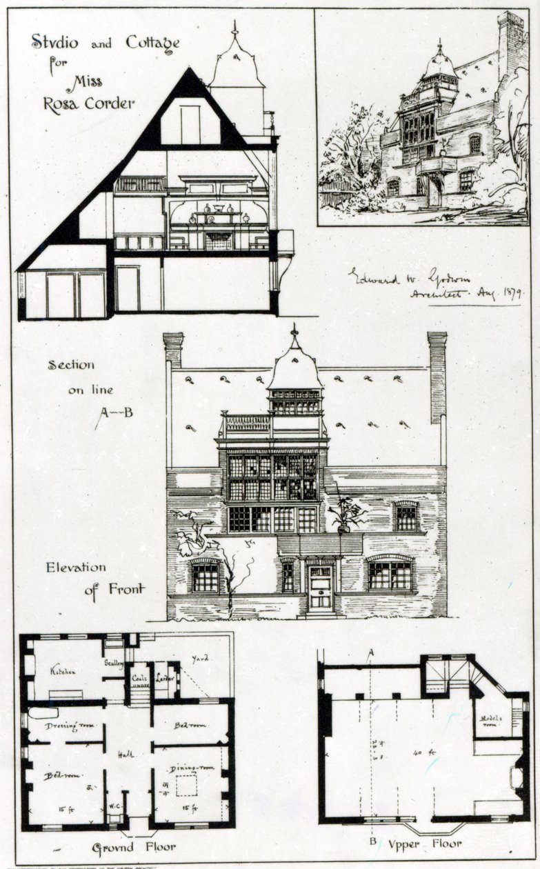 1879年10月3日，来自英国建筑师的罗莎科德小姐的工作室和小屋 作者 英语学校
