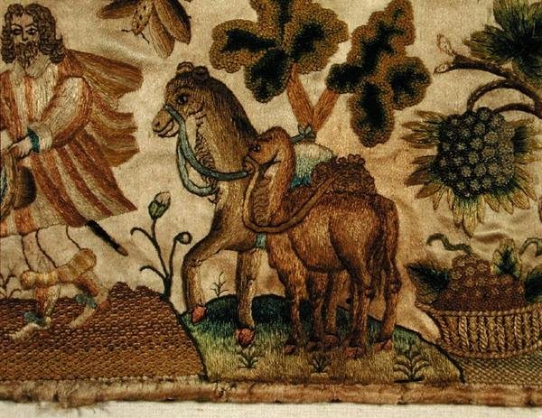 描绘圣经场景的树桩作品，约1650年（细节）。 作者 英语学校
