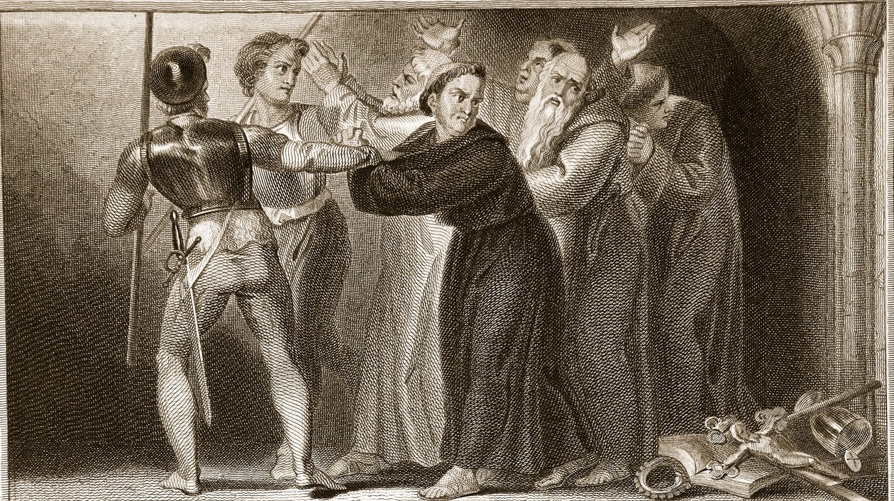 抑制修道院，插图来自大卫·休姆斯英国历史，酒吧。作者：R. Bowyer，伦敦，1812年 作者 英语学校