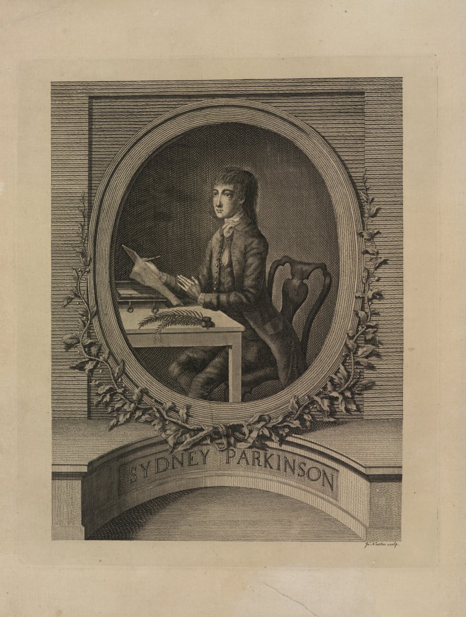 悉尼-帕金森（Sydney Parkinson），1773 年 "航海日志 "中的正面插图，"航海日志 "选自国王陛下的 "奋进号 "轮船（由詹姆斯-库克船长指挥）（雕刻）。 作者 英语学校