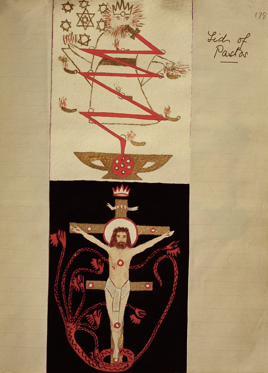 在Adepts拱顶的帕斯托斯盖子上的象征性设计，c.1895（彩色墨水在纸上） 作者 英语学校