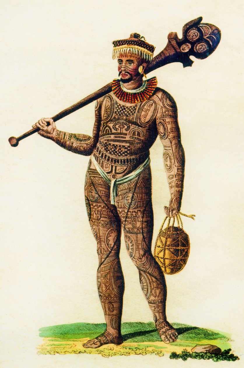 1843年，马克萨斯群岛的纹身男子 作者 英语学校
