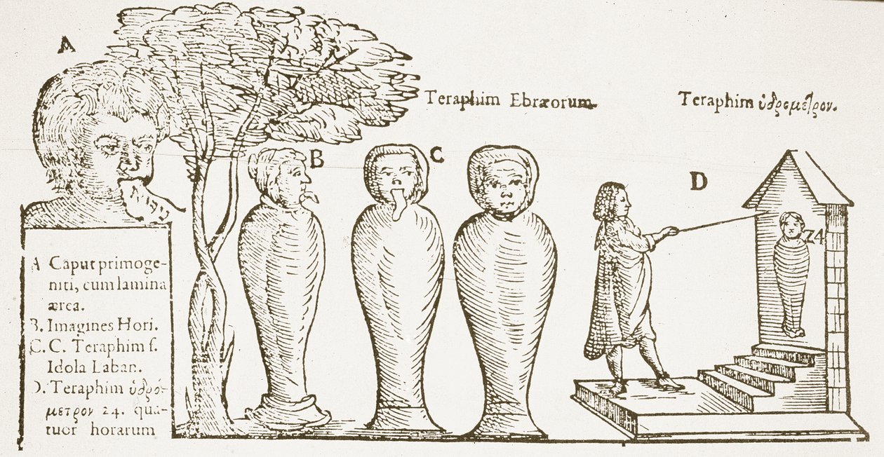 Teraphim，17世纪插图的复制品，用于19世纪后期出版的“魔法史” 作者 英语学校