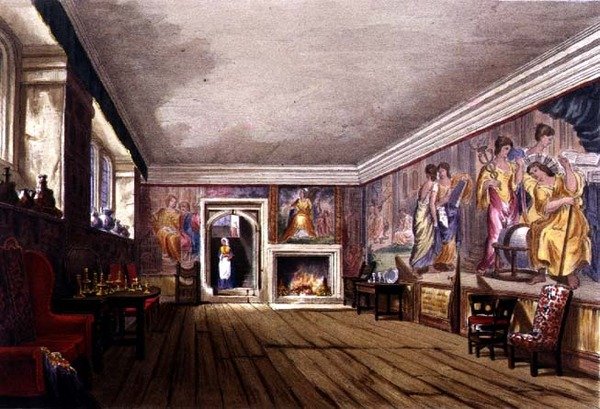科泰尔房子的前厅，约1830-40年（彩色平版印刷）。 作者 英语学校