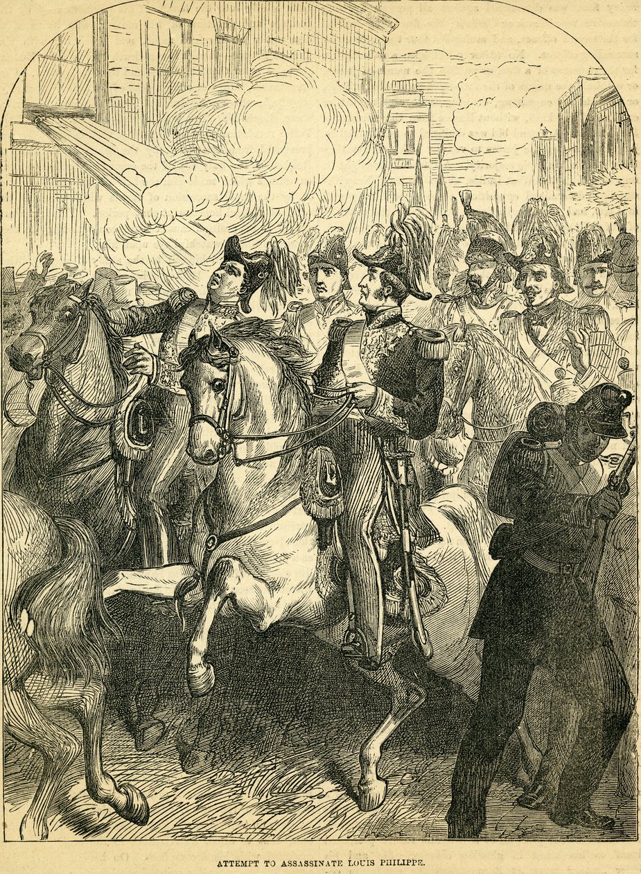 试图暗杀法国国王路易·菲利普，插图取自卡塞尔斯画报英国历史，18571858 作者 英语学校
