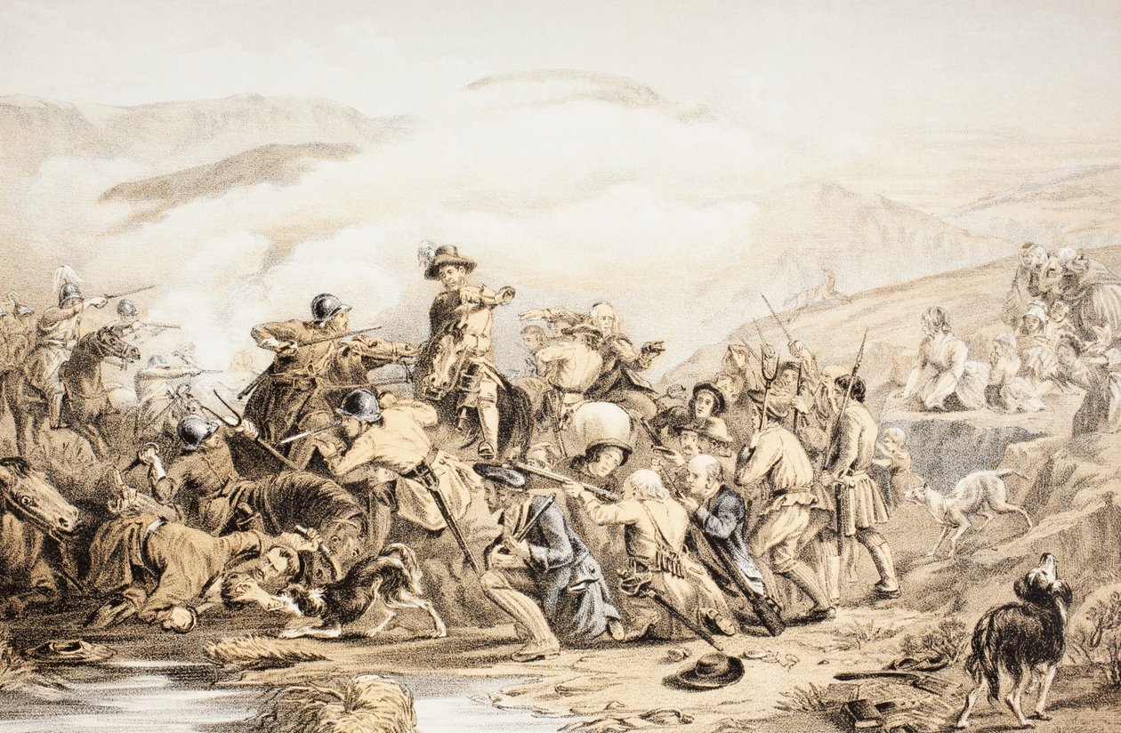 Drumclog战役，1679年6月1日，来自“苏格兰有价值的根据Howie的第二版，1781”，作者John Howie（1735-93）于1879年出版 作者 英语学校