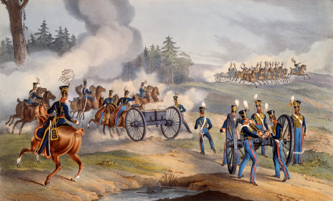 英国皇家炮兵准备战斗，1835年 作者 英语学校