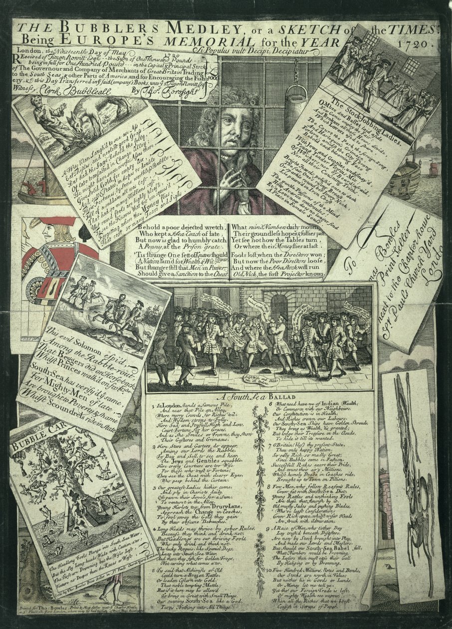 冒泡者的混合泳或时光素描是欧洲1720年纪念馆，讽刺性雕刻 作者 英语学校