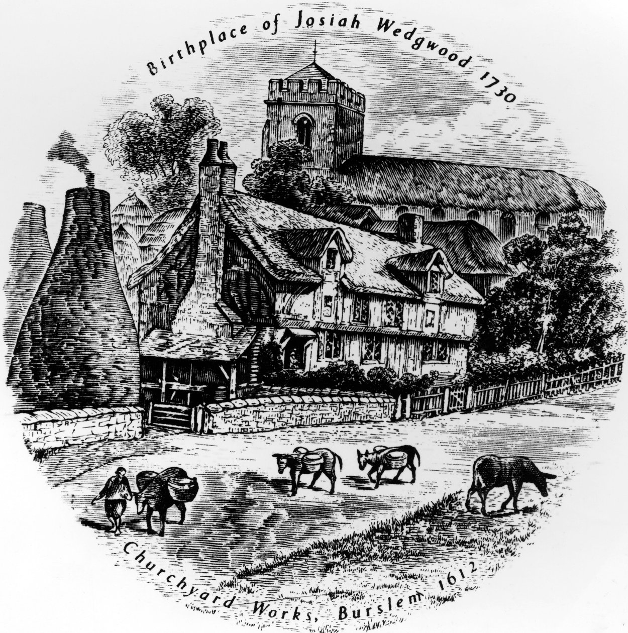 墓地工作和圣约翰教堂，Burslem，19世纪 作者 英语学校