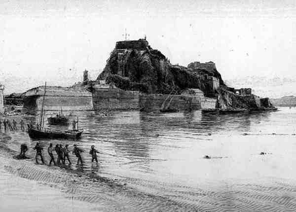 希腊科孚岛的城堡，出自《地中海风景画》第三卷，由Cassell and Co出版。Ltd.出版。 作者 英语学校