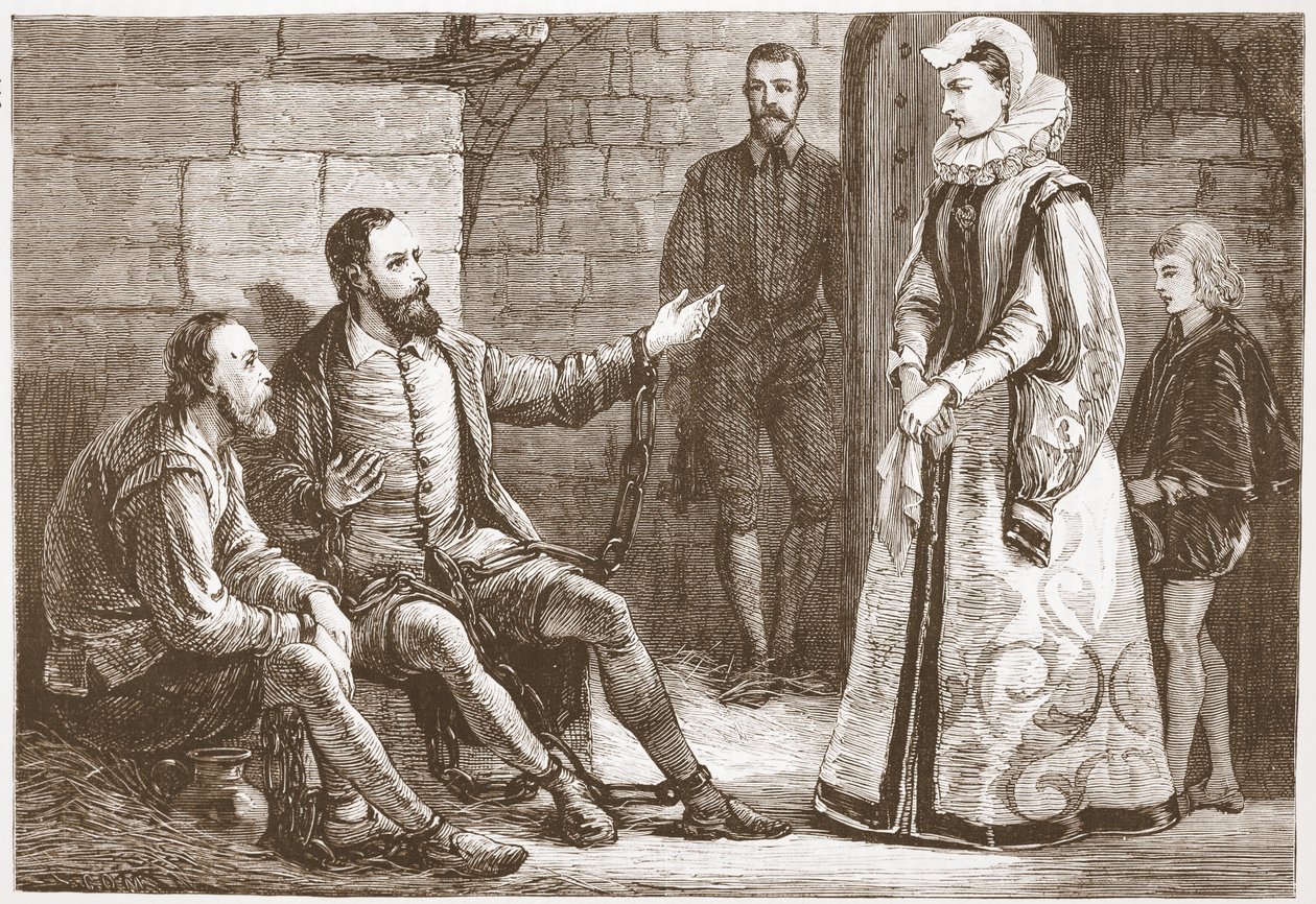 Reux伯爵夫人访问监狱的De Bray和La Grange，James Aitken Wylie（1808-1890），酒吧的新教历史插图。 1878年 作者 英语学校