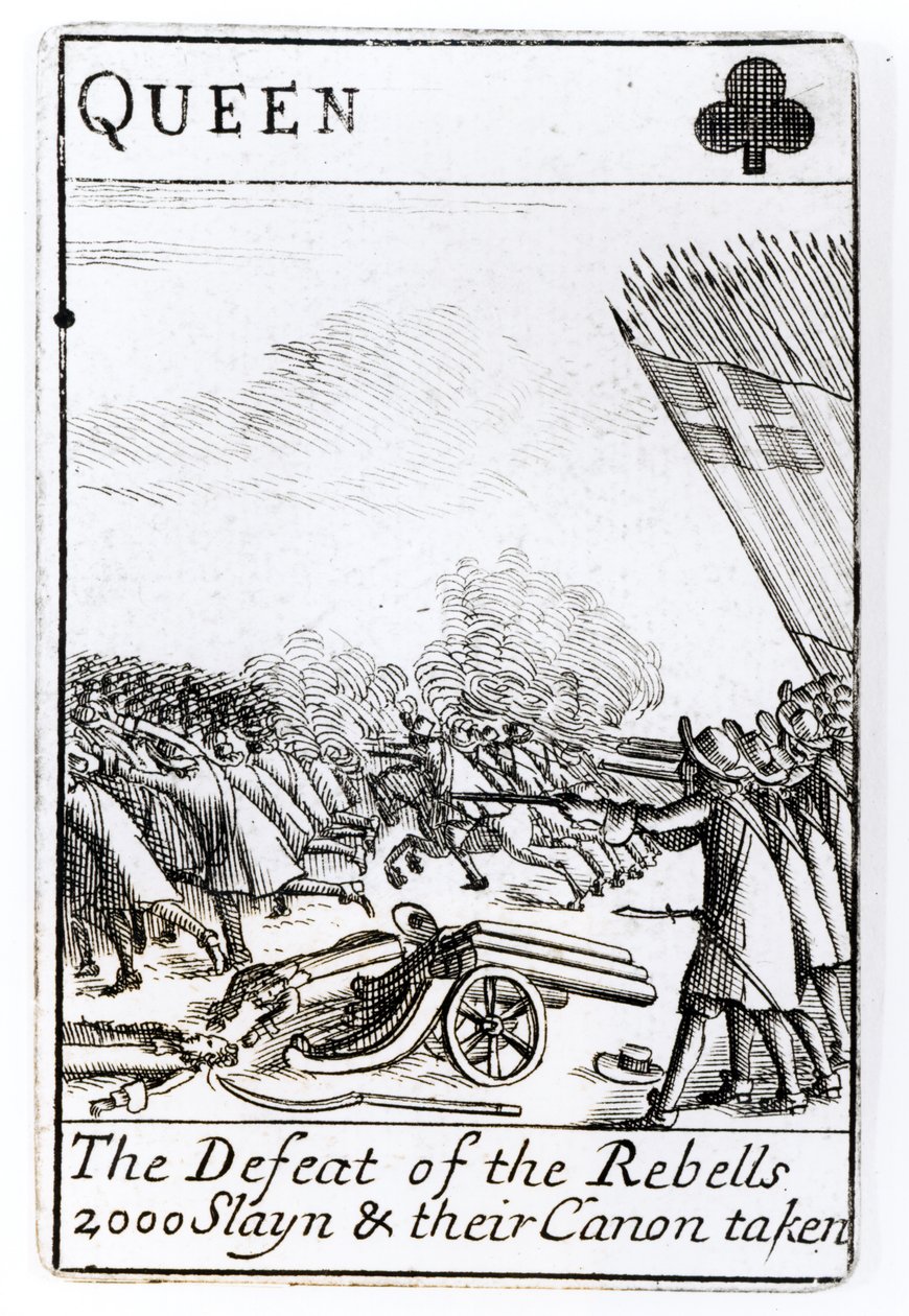 1685年7月6日在Sedgemoor战役中击败反叛者（木刻）（bw photo） 作者 英语学校