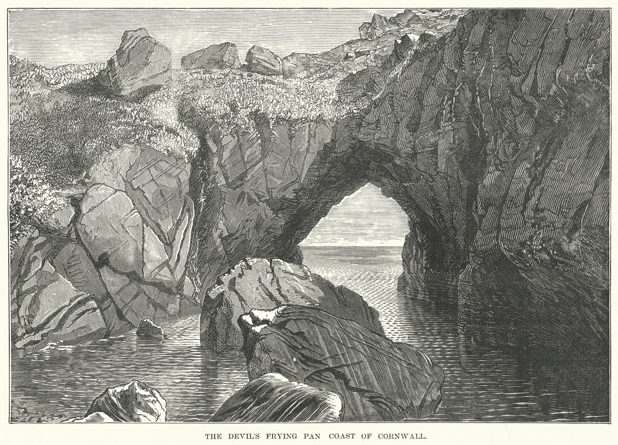 康沃尔的魔鬼煎锅海岸（雕刻） 作者 英语学校