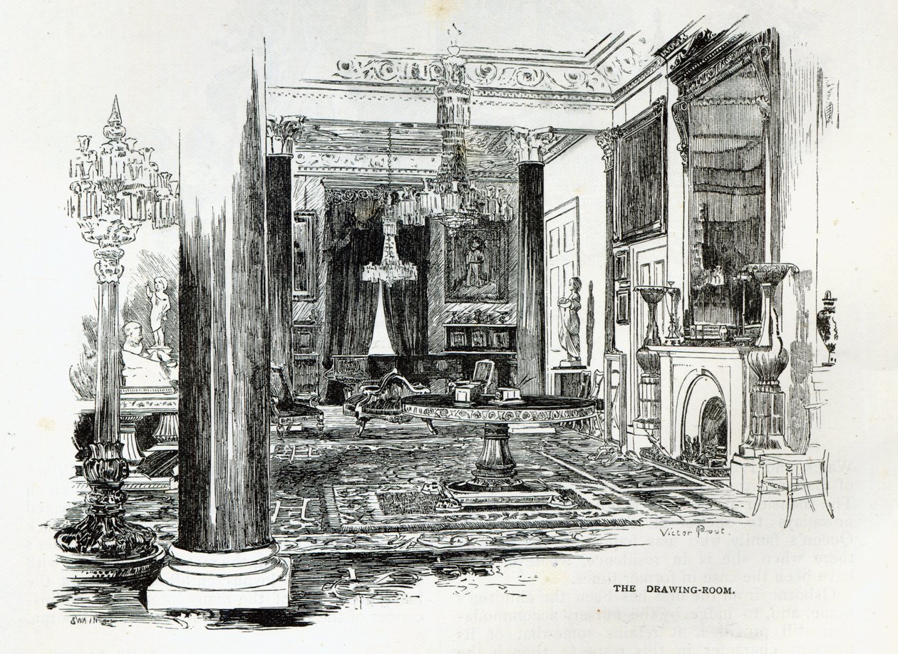 奥斯本庄园的绘画室，来自1888年的“休闲时光” 作者 英语学校