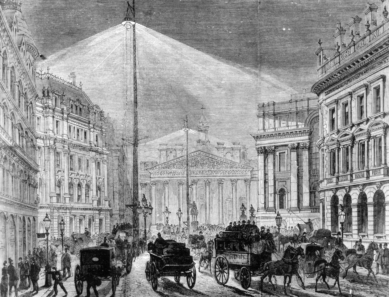 The Mansion House的电灯，来自The Illustrated London News 1881 作者 英语学校