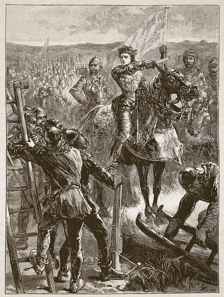 Harfleur之前的英语，来自Cassells Illustrated History of England的插图（棕褐色照片） 作者 英语学校