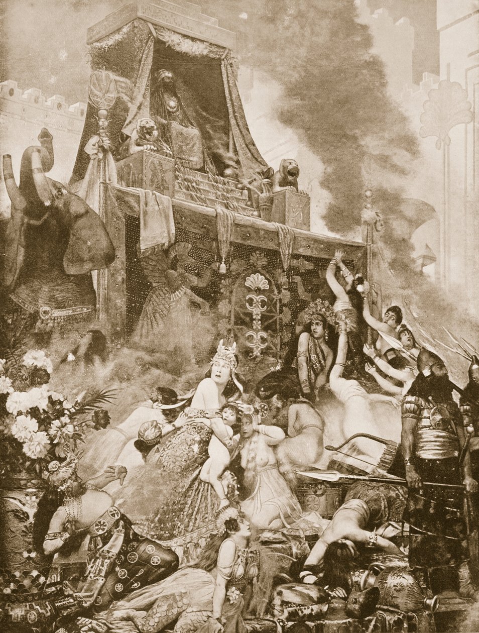 尼尼微的衰落，哈钦森国家历史的插图，c.1910-15 作者 英语学校