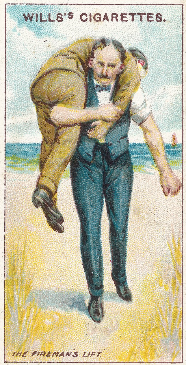 Firemans Lift No.2，No.19来自1913年Willss Cigarettes卡的First Aid系列 作者 英语学校