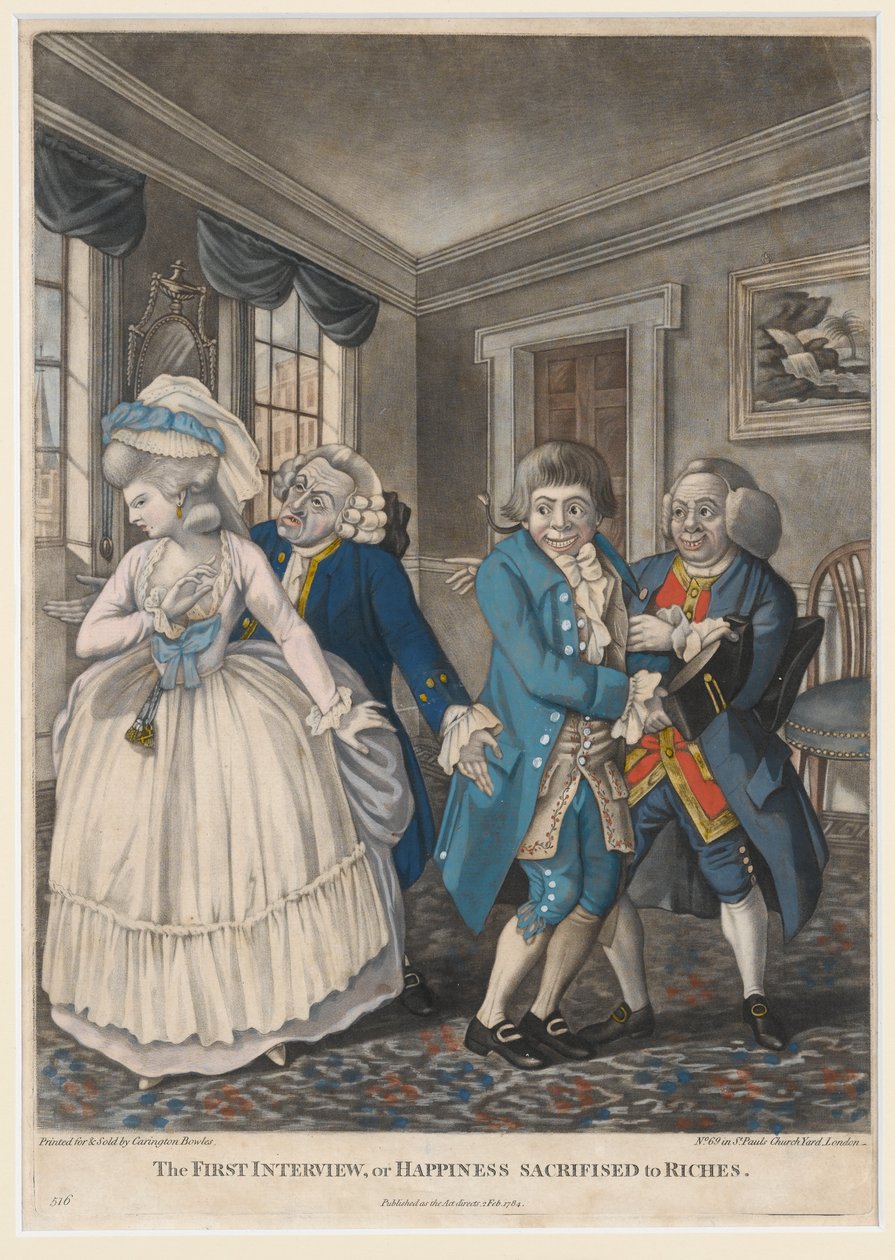 第一次采访，或1784年牺牲为幸福的幸福（手工色的mezzotint） 作者 英语学校
