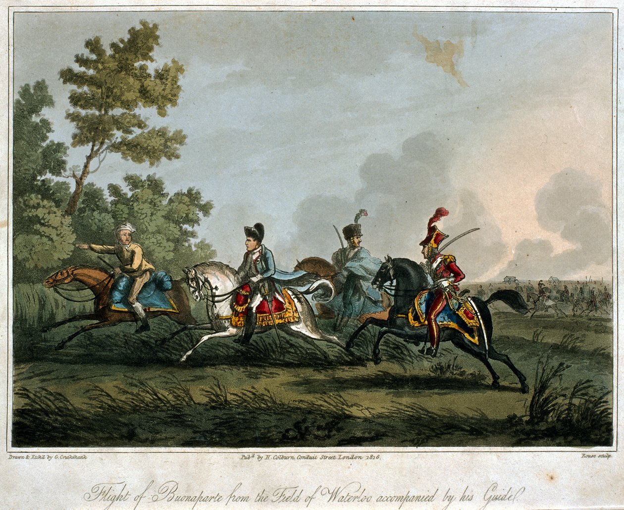1817年1817年滑铁卢（1769-1821）从滑铁卢地区飞行（aquatint） 作者 英语学校